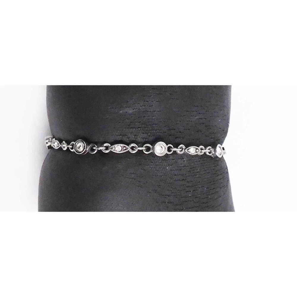 Carolina‎ Herrara Silver Plated Chain Link Jeweled Bracelet